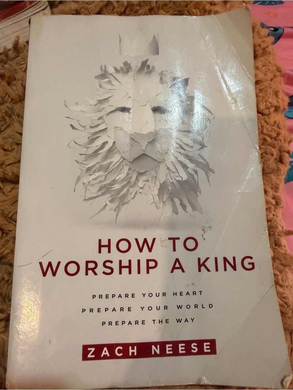 How to Worship a King Decorative Book Accent in White and Red by